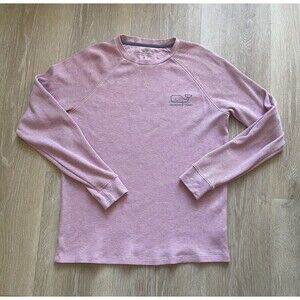 Vineyard Vines Thermal Shirt Men Pink Waffle Knit Stretch Whale Logo Small